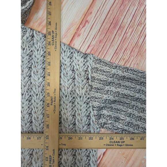 Hooded Cable Knit Print Slim Fit Hoodie Large - Picture 6 of 6